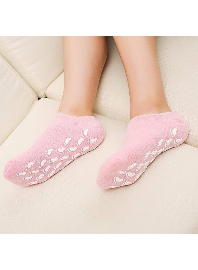 جوارب سيليكون للكعب لعلاج التشققات، زوج واحد من جوارب جل سبا للنساء والرجال، جوارب لحماية القدمين من التشققات والكعب مع زيوت طبيعية مرطبة وفيتامين هـ، تعمل على إصلاح جفاف وتشققات القدمين وتنعيم البشرة، لون عشوائي - Image 2